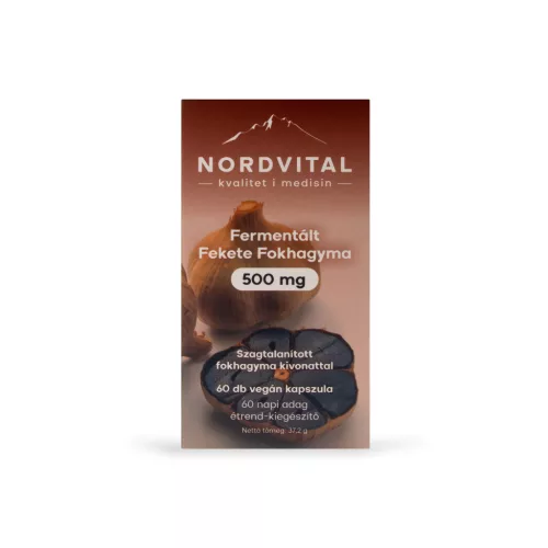 Nordvital Fermentált Fekete Fokhagyma 500 mg 60 db vegán kapszula