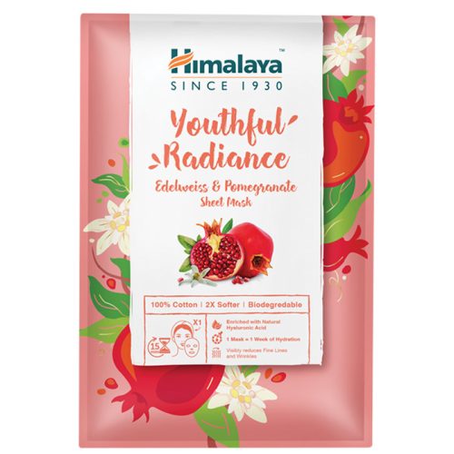 Himalaya Fiatalos ragyogás textilmaszk havasi gyopárral és gránátalmával 30ml