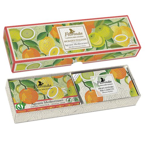 Florinda szett - Mozaik - Mediterrán citrus 200g + 3db szekrényillatosító
