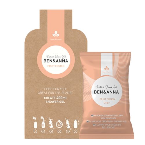 Ben&Anna Gyümölcsös natúr tusfürdőpehely (tusfürdő-adagolóhoz) 2x20g