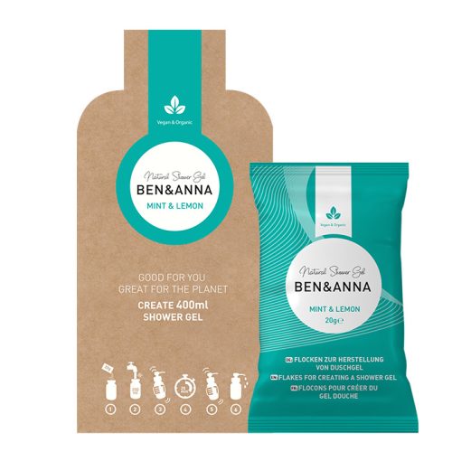 Ben&Anna Menta & Citrom natúr tusfürdőpehely (tusfürdő-adagolóhoz) 2x20g