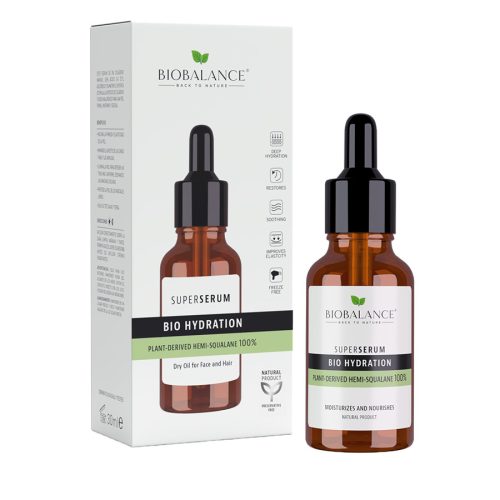 BIOBALANCE HIDRATÁLÓ SZUPERSZÉRUM BIO HEMI-SZKVALÁNNAL ARCRA ÉS HAJRA 30ML