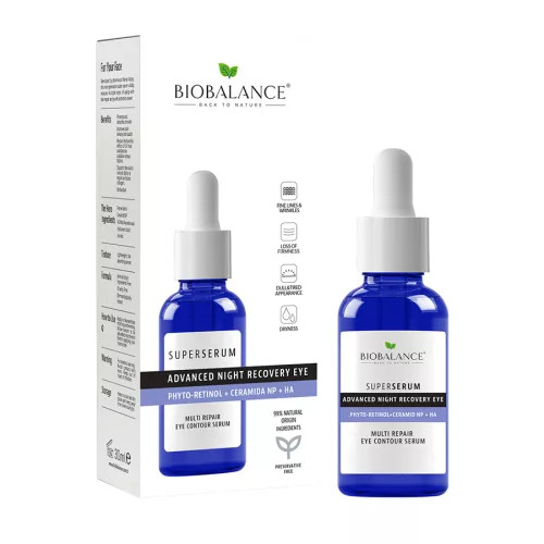 BIOBALANCE ÉJSZAKAI SZEMKÖRNYÉKÁPOLÓ SZUPERSZÉRUM 20ML (szépséghibás)
