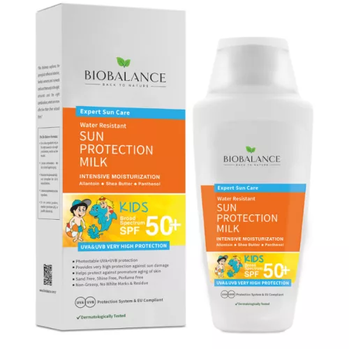BIOBALANCE VÍZÁLLÓ HIDRATÁLÓ FÉNYVÉDŐ NAPTEJ GYERMEKEKNEK SPF50+ 150ML
