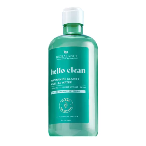 Biobalance Hello Clean Tisztító micellás víz niacinamiddal zsíros és aknéra hajlamos bőrre 500 ml