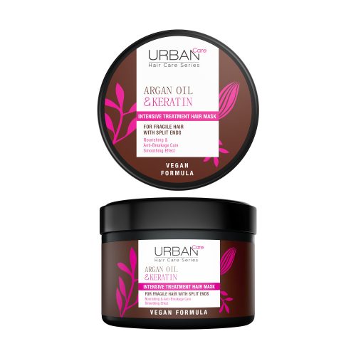 URBAN CARE Intenzív tápláló és töredezés elleni hajpakolás argánolajjal és keratinnal 230 ml