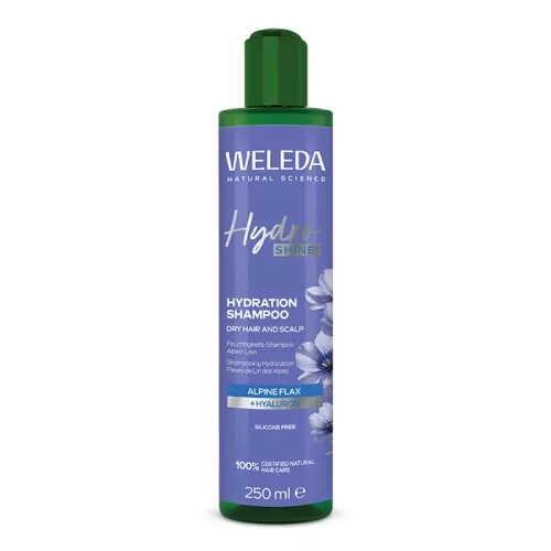 Weleda Hidratáló és ragyogást fokozó sampon alpesi lennel és hialuronsavval száraz hajra és fejbőrre 250 ml